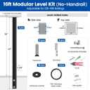 Muzata 12-16FT Modular Black Side Mount Cable Railing Kit 36 Inch 4 Level Post Kit Complete Set Cable Railing System for Decks Length Adjustable Easy DIY with Paper User Guide (No Handrail) RW21