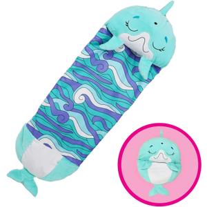 Happy Nappers Pillow & Sleepy Sack Medium Dolphin 54" Comfy, Cozy, Compact, Super Soft, Warm, All Season, Sleeping Bag with Pillow