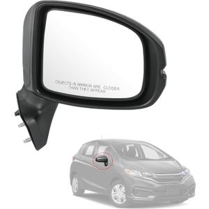 JDMSPEED Right Side Side View Door Mirror Compatible with 2015-2020 Honda Fit Non-Heated Manual Folding Black Replace# HO1320332 76208-T5R-A01(6 pin)