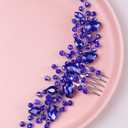 Bride Wedding Hair Comb Rhinestone Bridal Hair Accessories Flower Hair Piece Party Prom Valentine Day Side Comb Crystal Hair Clips for Women and Girls Hair Decoration(Blue)