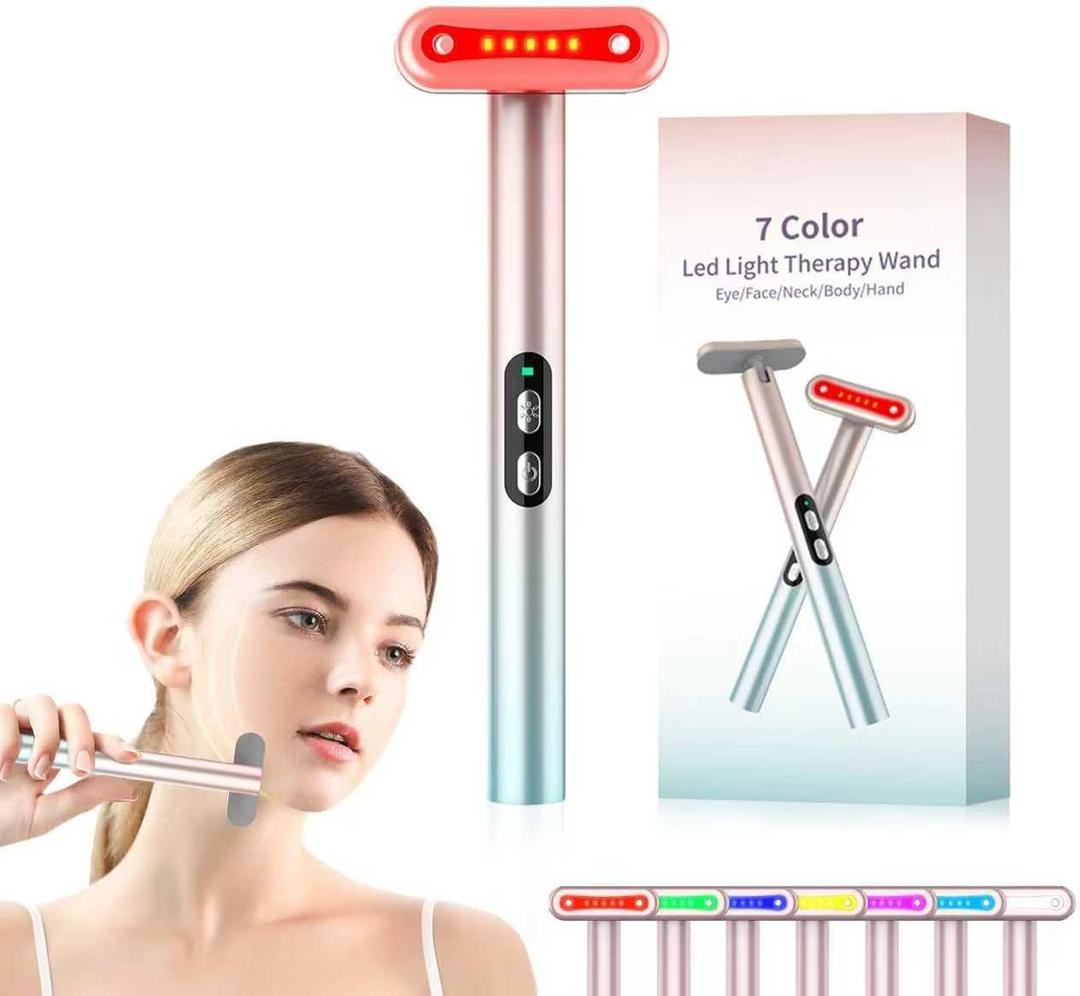 Red-Light-TherapyFace Massager for Skin CareLed Facial Light Therapy 7 Colors Eye Beauty Wand