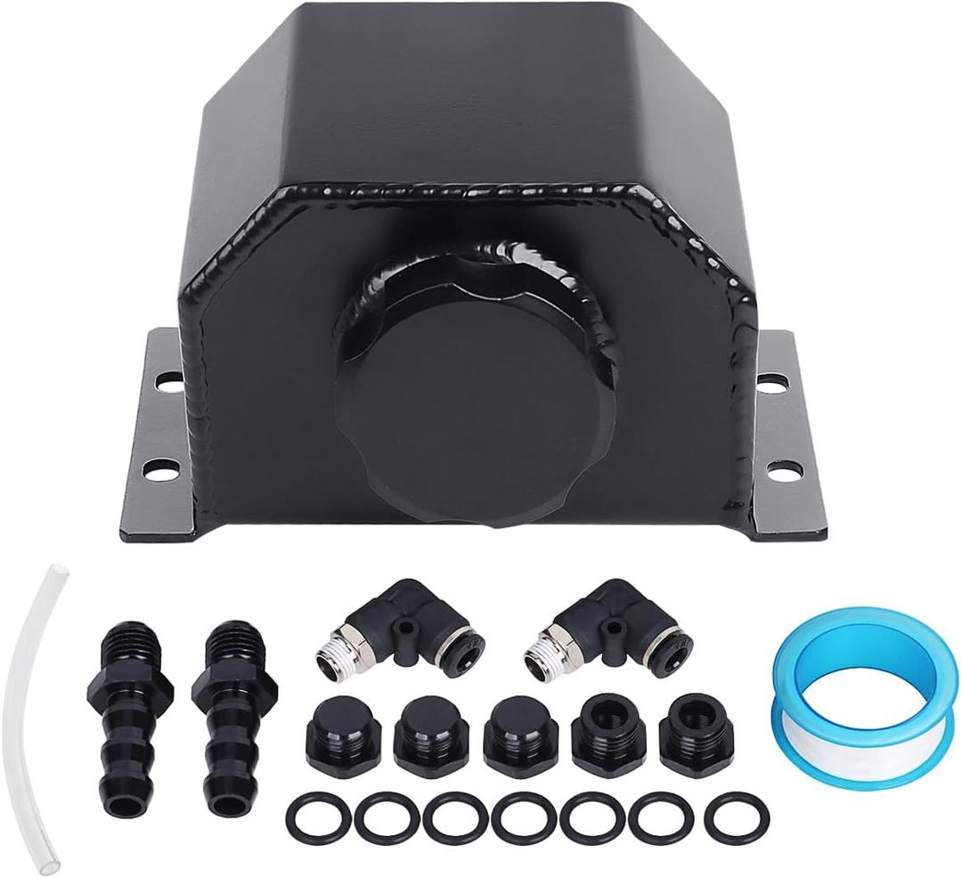 LokoCar Coolant Radiator Tank Reservoir Expansion Overflow Tank Universal 1L Aluminum Black (1 Litre, Black)