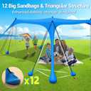 LanSuper Beach Tent Sun Shelter, 11x10FT Beach Tents Shade Canopy with 12 Sandbags, UPF 50+ Beach Shade Canopy, Outdoor Tent Sun Shelters, Large Shade Canopy for Sand, Camping, Fishing, Backyard