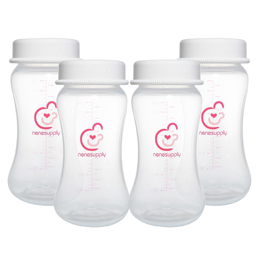 Nenesupply 9oz 4 Count Wide Neck Mouth Breastmilk Storage Bottle Breast Pump Bottles Use for Pumping with Spectra S1 S2 9 Plus Breast Pumps. Replace Spectra Bottles for Pumping Breastmilk Collection