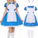 Kids Halloween Costume for Princess Costume Girls Kids Cute Blue Dress for Birthday Dress Up (7-8Years / 130)