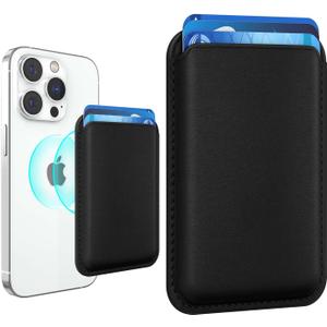 Magnetic Wallet Cell Phone Card Holder for Phone Case with Mag-Safe, Stronger Magnetic RFID Leather Phone Wallet Stick on Series of iPhone 17/16/15/14/13/12 and Pro/Promax