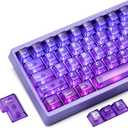 HITIME XVX Purple Clear Keycaps,Transparent Keycaps 60 75 100 Percent,Ceramic Keycap Style, Shine Through Keycap, Cherry Profile Keyboard Key Cap Set for Mx Switches Mechanical Keyboard, 119 Keys