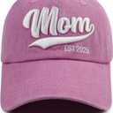 2PCS Mom and Dad EST 2025 2026 Hat, 3D Embroidered Adjustable New Parents Gifts Baseball Cap