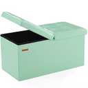 HAUSFRAU Ottoman with Storage Bench Folding Foot Rest Stool Teal