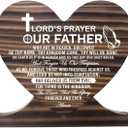 3 x Lord's Prayer Inspirational Quote Wood Plaque, Gift Wood Plaque Heart, Heart Wood Sign, Our Father, who Art in Heaven, Hallowed be Thy Name, Great Gift for Christian Family or Friend