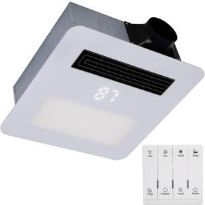 Orsong Bathroom Exhaust Fan with Heater and Light 1800W,190 CFM,Ultra-Low 30dB Operation,4-in-1 Bathroom Ventilation System,1 Minute Rapid Heating and Ventilation (White), Large