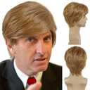 GNIMEGIL Wig Costume Funny Wigs for Adults Halloween Costumes for Men Funny Wigs Famous People Costumes for Adults Celebrity Wig for Adult