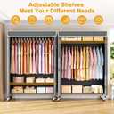 ULIFHOME P6C Plus Rolling Clothes Rack with Cover, Covered Clothing Rack Heavy Duty, Portable Closet for Hanging Clothes, Garment Rack on Wheels, Black Closet Rack with Gray Cover, Max Load 375LBS