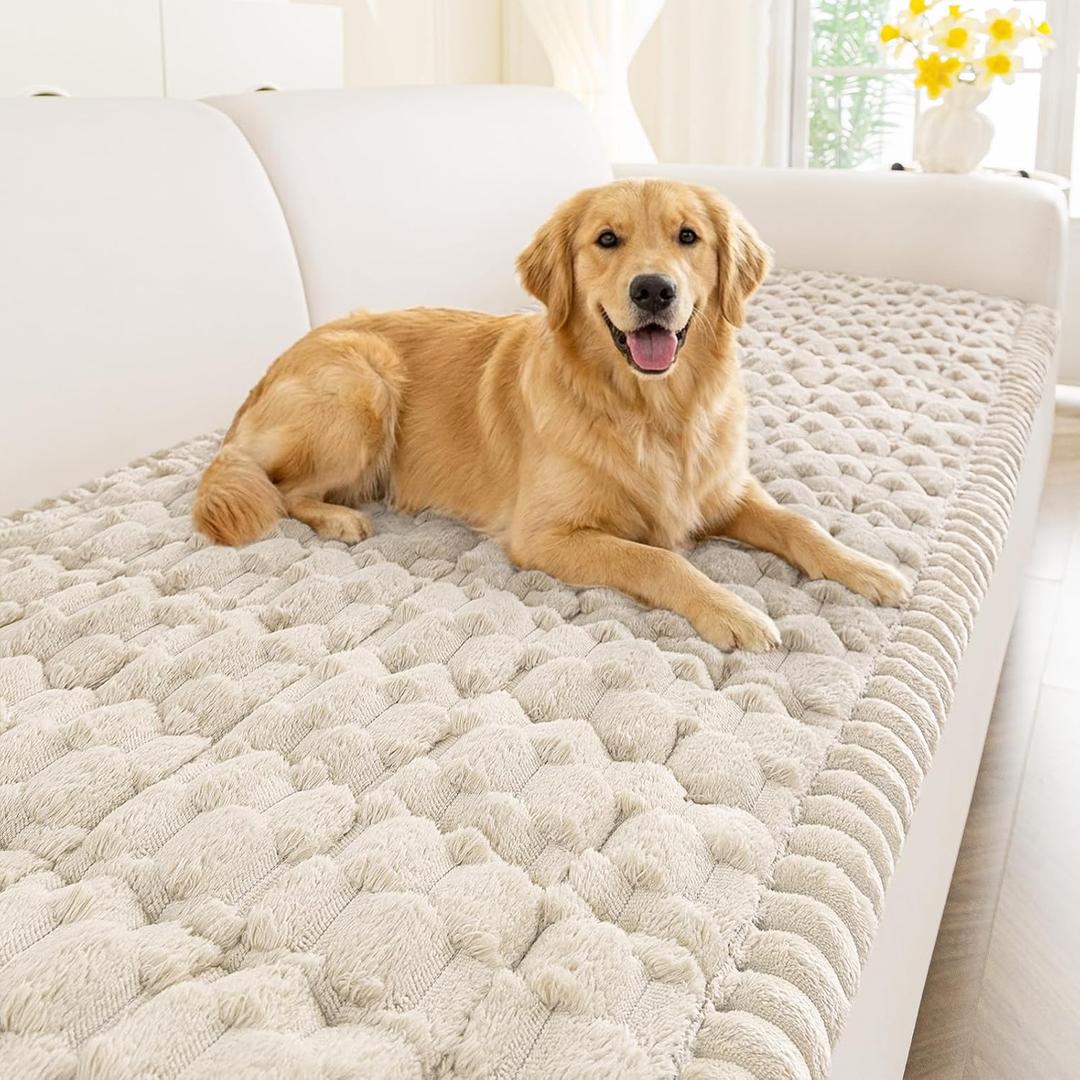 Smiry Non Slip Couch Covers for Dogs, Scratch Resistant Pet Sofa Protector, Machine Washable Soft Fuzzy Thick Furniture Cover for Sofa Loveseat Sectional Large Dogs (Apricot, 27.6" x 70.9")