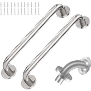 16 Inch Shower Grab Bar 2 Pack Polished Chrome SUS 304 Safety Grab Bars with Concealed Screws, 500lbs Support Assist Bath Handle Balance Bar for Handicap Elderly Pregnant Women for Gifts