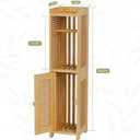 AmazerBath Toilet Paper Holder Cabinet, Bamboo Toilet Paper Holder Stand for Bathroom, Small Toilet Paper Storage Cabinet with Rattan Door, 30.3x7.8x7 inches