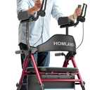 Upright Walkers for Seniors, Stand Up Rollator Walker with Adjustable Padded Armsupport & Seat, Folding Rolling Walker with 8'' Wheel Suitable for All Terrain, Red