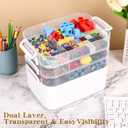 16 QT Stackable Craft Storage Organizer Box with Handle, White, Removable Trays for Art Supplies and Crafting 11.1''x10.83''x10.83''(4 Layer-White)