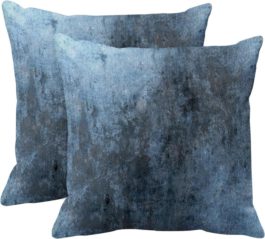 Emvency Set of 2 Blue Painting Throw Pillow Covers Contemporary Line Brown Abstract Modern Design Retro Decorative Pillow Case Home Decor Standard Square 18x18 Inch Cushion Pillowcase