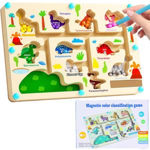 Montessori Children's Magnetic Maze Game Wooden Maze Learning Colors Game Counting and Sorting Game Gift3 4 5 6 Years Old for Girls and Boys