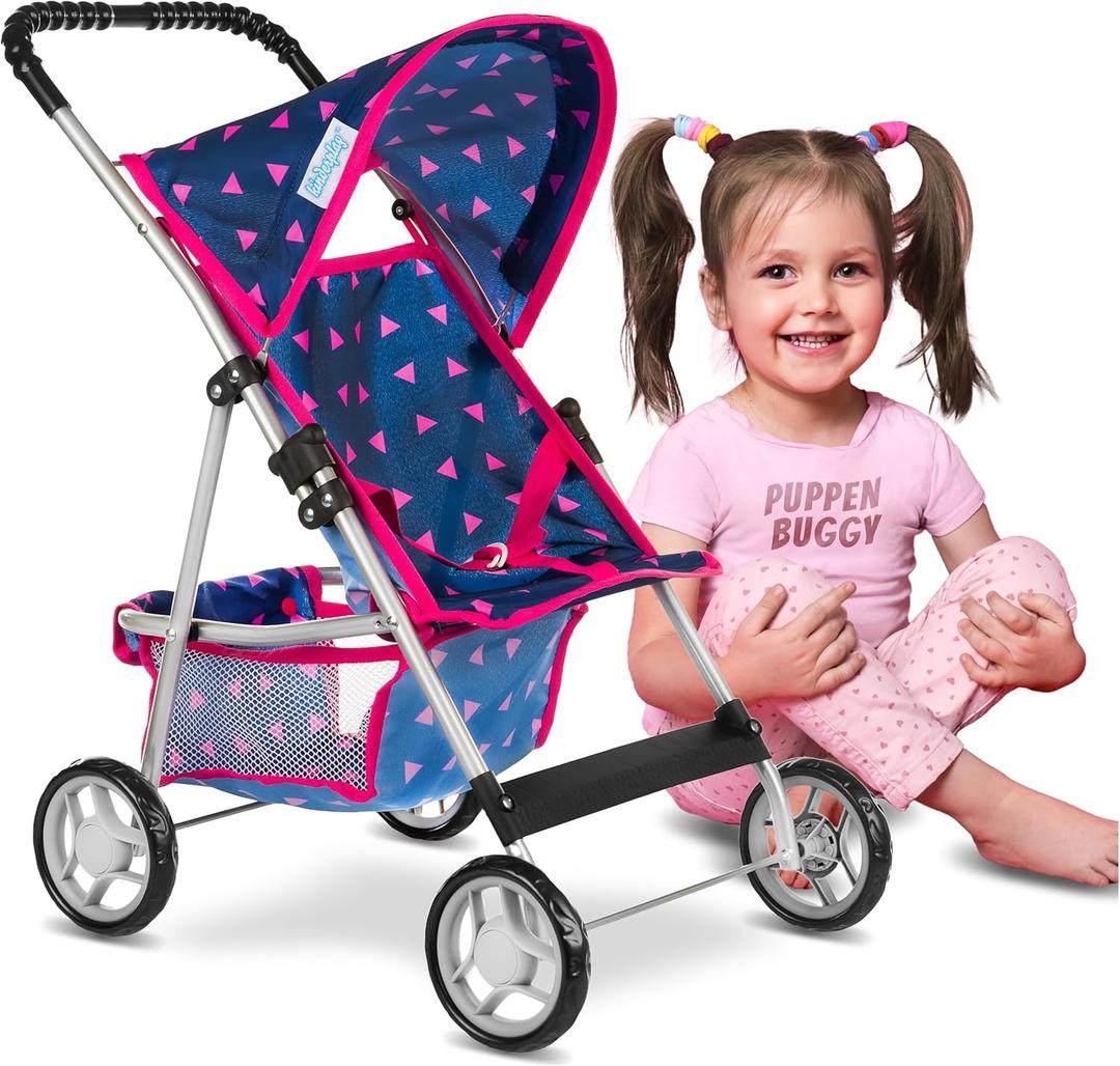 Baby Doll Stroller | Pram for Girls | Umbrella Stroller for Kids - Lightweight Play Carriage for Ages 2+ Years | Baby Doll Accessories with Storage | 22.05-Inch Handle Height, Model KP0280T