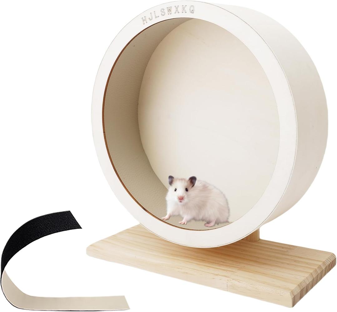 9.0 in Hamster Silent Exercise Wheel Wooden Hamster Wheel with Removable Washable Track, Quiet Wheel for Gerbils, Mice, Small Pets Prevents Boredom Depression  