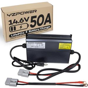 YZPOWER 14.6V 50A LifePO4 Battery Charger for Marine Boat RV Lawn Motor Motorcycle Golf Cart12v Deep Cycle Rechargeable Batteries Charger AC-DC Charger