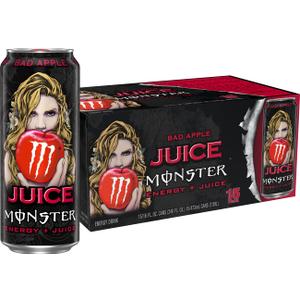 Monster Energy Juice Bad Apple, Energy + Juice, Energy Drink, 16 Ounce (Pack of 15) (EXP 08/25/26)