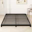 YUSENHEEI 4 Inch Full Size Bed Frame, Heavy Duty Metal Platform Low Bed Frame Full, No Box Spring Needed, Noise Free, Easy Assembly, Black