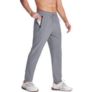 MAGCOMSEN Men's Lightweight Hiking Pants Quick Dry Stretch Running Workout Outdoor Sweatpants with Zipper Pockets (34)