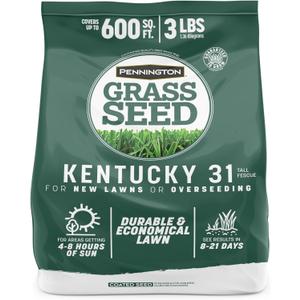 2 x Pennington 100% Kentucky 31 Tall Fescue Penkoted Grass Seed 3 lb (EXP 05/25/27)