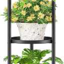 iDavosic.ly 3 Tier Plant Stand Indoor with 10 Inch Wide Tray, Tiered Corner Metal Outdoor Flower Display Holder, Vertical Tall Rack for Patio Porch Living Room, Modern Black