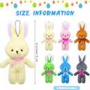 Fovths 24 Pieces 6 Inch Easter Colored Stuffed Rabbit Plush Bunny with Keychain Soft Small Bunny Toys Rabbit Doll Easter Party Decorations