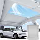 Electric Sunshade Roof for Tesla Model Y 2026~2025, Heat Insulation Glass Roof for Tesla Model Y Juniper, 5 Layer 99.9% UV Protection, Interior Gray Hidden Wires Single Front Switch