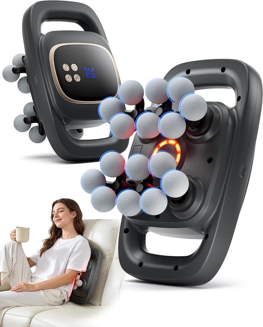 16 Head Massage Gun Deep Tissue, Back Massager with 3 Modes & 30 ntensity Levels, Professional Percussion Muscle Gun for Legs, Back Ideal for Home, Gym and Office Use, Grey