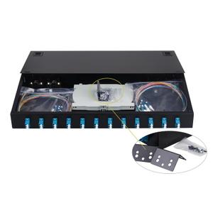 1 Pack 12 Duplex Singlemode 24 Port LC UPC Fiber Optic Rack Mount Enclosure Box + Splice Trays Fiber Cables LC Kit (Include Coupler & Pigtail), 24 Core LGX Box fits for 19" Racks Cabinet