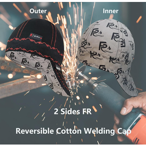 Fullsheild Reversible Welding Cap Flame Resistant CAT 1 Protective FR Welder Hats 6 Pannel Midweight Printed for Men Women, 8