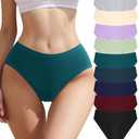 IROCUE Womens Underwear High Waisted Cotton Underwear for Women Pack High Leg Brief Soft Breathable Panties for Ladies Multicolor- L