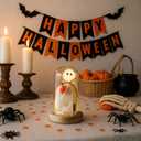 Tuanse Halloween Decorations Indoor, Light up Ghost in Dome Cloche for Table, Halloween Ghost Decor Light with Pumpkin and Wood Base for Mantel Tabletop Shelf, Cute Room Holiday Decoration