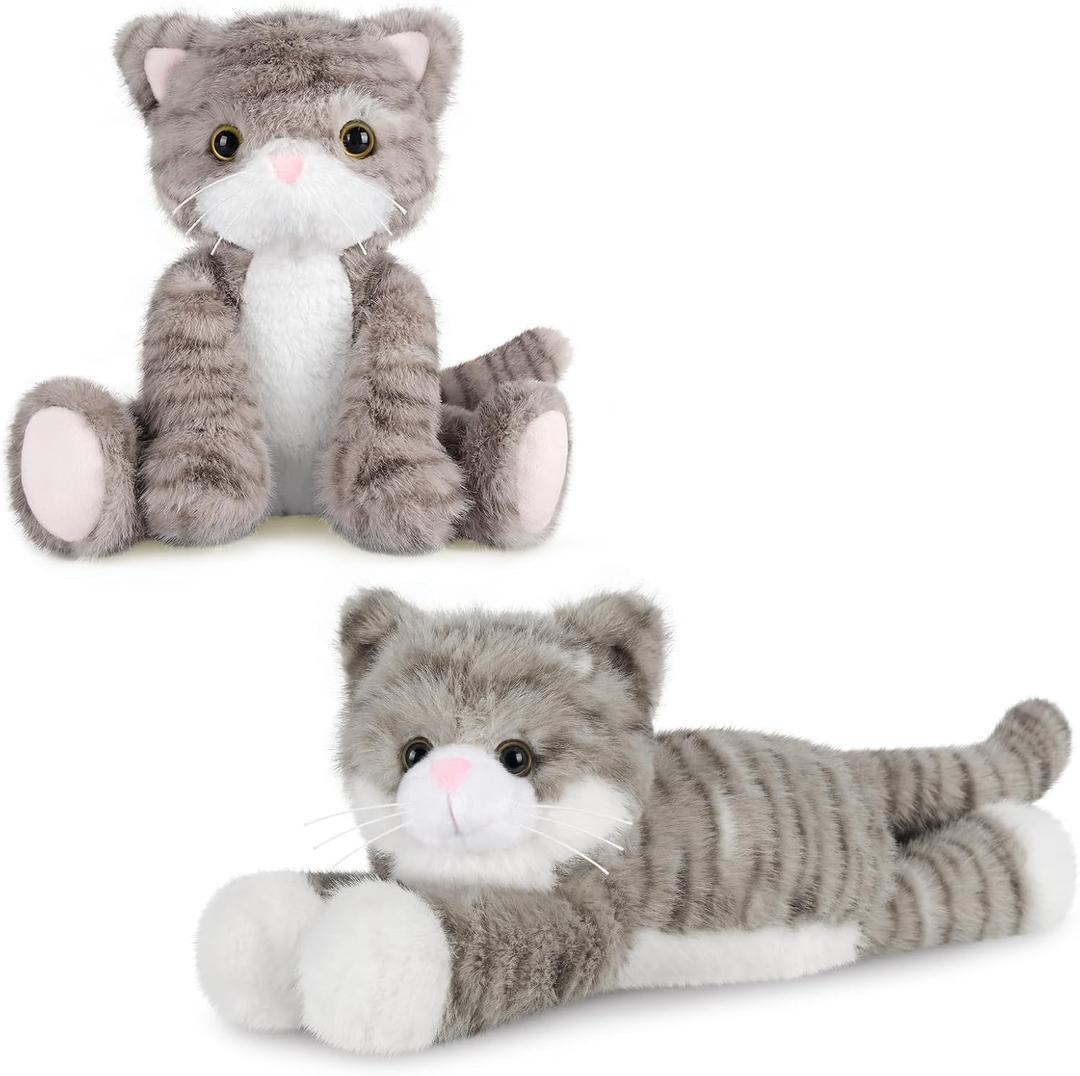 Heatable & Coolable Grey Cat Stuffed Animal, Cat Heating Pad Microwavable for Soothing & Relaxation & Heatable & Coolable Grey Cats Stuffed Animals, Microwave Heating Pad Animal for Discomf