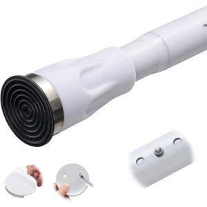 White Tension Curtian rod no drill, 42 to 87 inch Adjustable Heavy Duty black shower curtain rod for Windows bathroom Closet