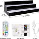 LED Lighted Liquor Bottle Display Shelf, 3 Tiers 30 Inch Acrylic Bar Bottle Display Shelf with RF Remote & App Control for Home Bar Party Whiskey Wine Coffee Syrup Water Bottles Display