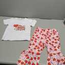 wybzd Baby Girl Valentines Day Outfit Heart Candy Tee Shirt Top Bell-Bottom Pants Sets Cute Toddler Clothes Heart Candy 2-3T