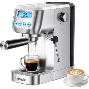 Horavie Ultra Espresso Machine with LCD Display, Espresso Maker with Powerful Milk Frother, Customizable Brewing Temperature, Professional Cappuccino & Latte Machine, Gift for Men & Women