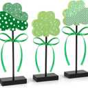 3 Pieces St. Patrick's Day Tiered Tray Decor, St. Patrick's Table Decor Shamrock Wooden Set, Irish-Themed Shamrock Decor, Green Lucky Shamrocks for Home Decor (Light Green)