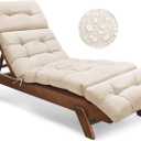 Outdoor Chaise Lounge Chair Cushion Waterproof 74.4 x 22 x 4.7 Inches Memory Foam Lounge Chair Cushions Replacement for Outdoor Furniture with Ties, Thickened Pool Lounge Chair Cushion, Beige