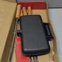 Double Pie Iron for Camping Cast Iron, Pre-seasoned Cast Iron Campfire Sandwich Maker, Mountain Pie Maker, Portable Campfire Cooking Equipment Camp Cooker