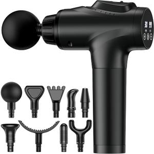 Massage , Muscle Massage for Athletes Handheld Electric Deep Tissue Back Massager, Percussion Massage Device for Pain Relief with 30 Speed Levels 9 Heads Black