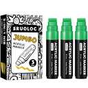 SRUOLOC 3 Jumbo Permanent Markers Green, 15mm Thick Wide Tip, Large Acrylic Paint Markers for Rock Painting, Poster, Graffiti, Stone, Ceramic, Glass, Wood, Canvas