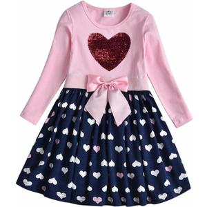 VIKITA Girls Dresses Pink Winter Clothes Sparkling Long Sleeve Outfits for Little Kids 2-12 Years (5T, Alh5740)